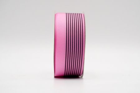 Ярко-розовая прямая линейная атласная лента с дизайном_K1756-501